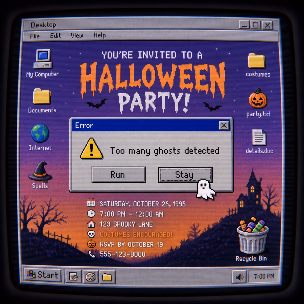 Convite de Halloween Retro